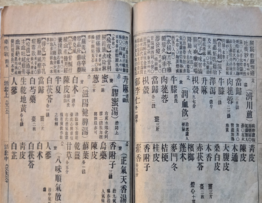 Open printed medical book with classical characters and Korean annotations